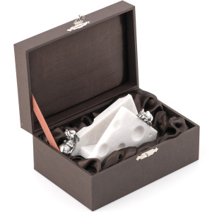 Napkin holder made of marble with silver "Mouse feast"